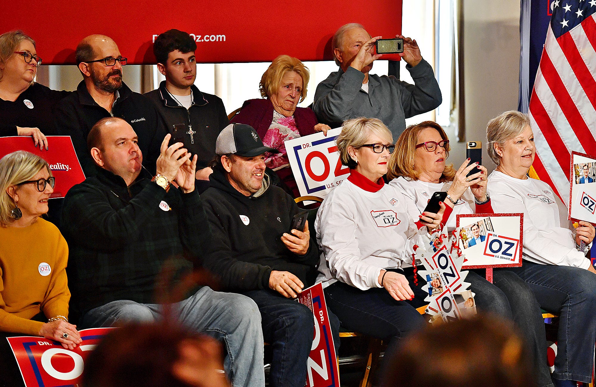An audience looks on during a Doctor Oz for Senate campaign stop at Wisehaven Event Center in Windsor Township, Saturday, Feb. 5, 2022. Dawn J. Sagert photo