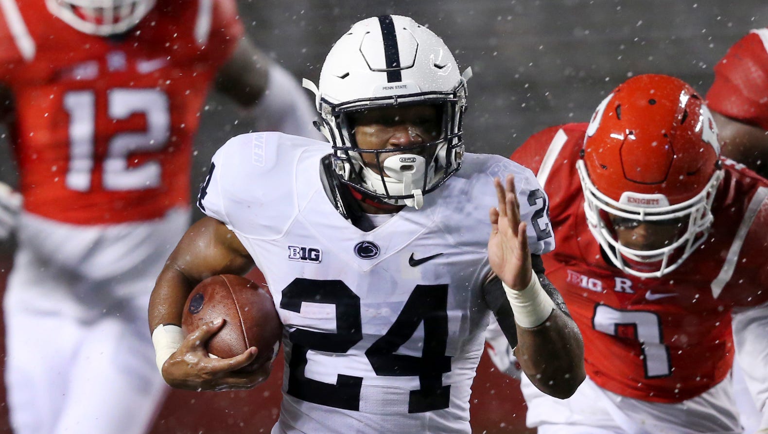 Miles Sanders, 24, is expected to be Penn State's featured running back in 2018, succeeding Saquon Barkley. AP FILE PHOTO