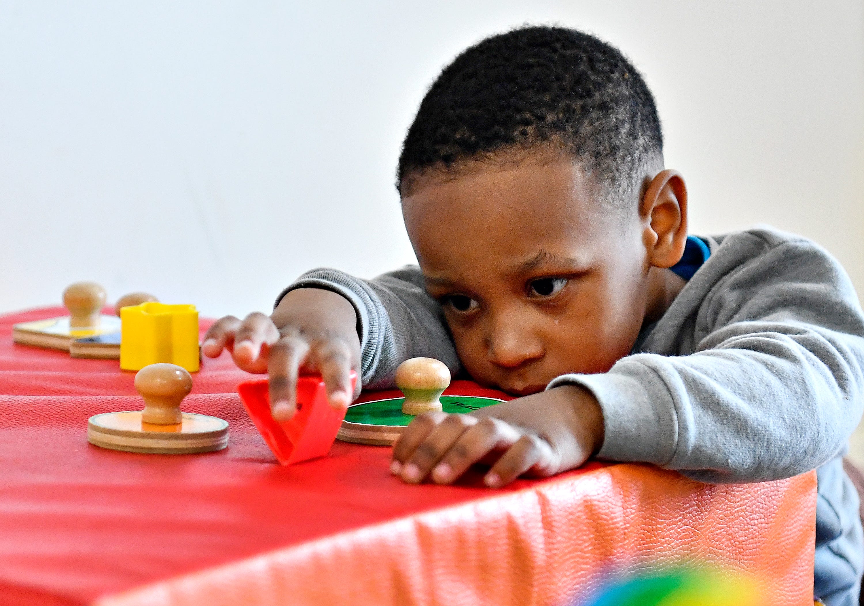 One of nine children currently enrolled in the daycare program is shown in the classroom at WeeConnect Early Learning Center in Spring Garden Township, Tuesday, April 16, 2024. The nonprofit is currently raising funds to expend into a space that would allow 30-40 children to be enrolled in the inclusive learning program. (Dawn J. Sagert/The York Dispatch)