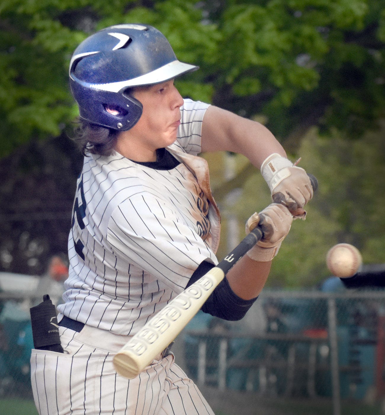 West York's Noah Steigleman connects for one of his five hits against Littlestown during a York-Adams Division III baseball game Wednesday, April 24, 2024, at Sunset Lane Park in West Manchester Township. West York walked off with an 11-10 win in nine innings.