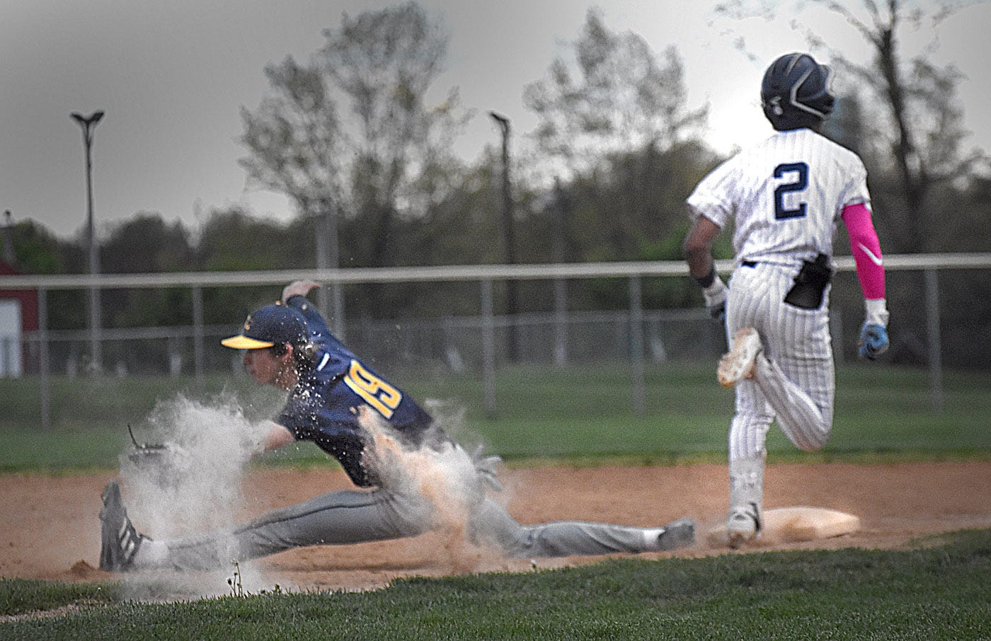 West York's Adrian Ferrer (2) runs out a ground ball against Littlestown during a York-Adams Division III baseball game Wednesday, April 24, 2024, at Sunset Lane Park in West Manchester Township. West York walked off with an 11-10 win in nine innings.