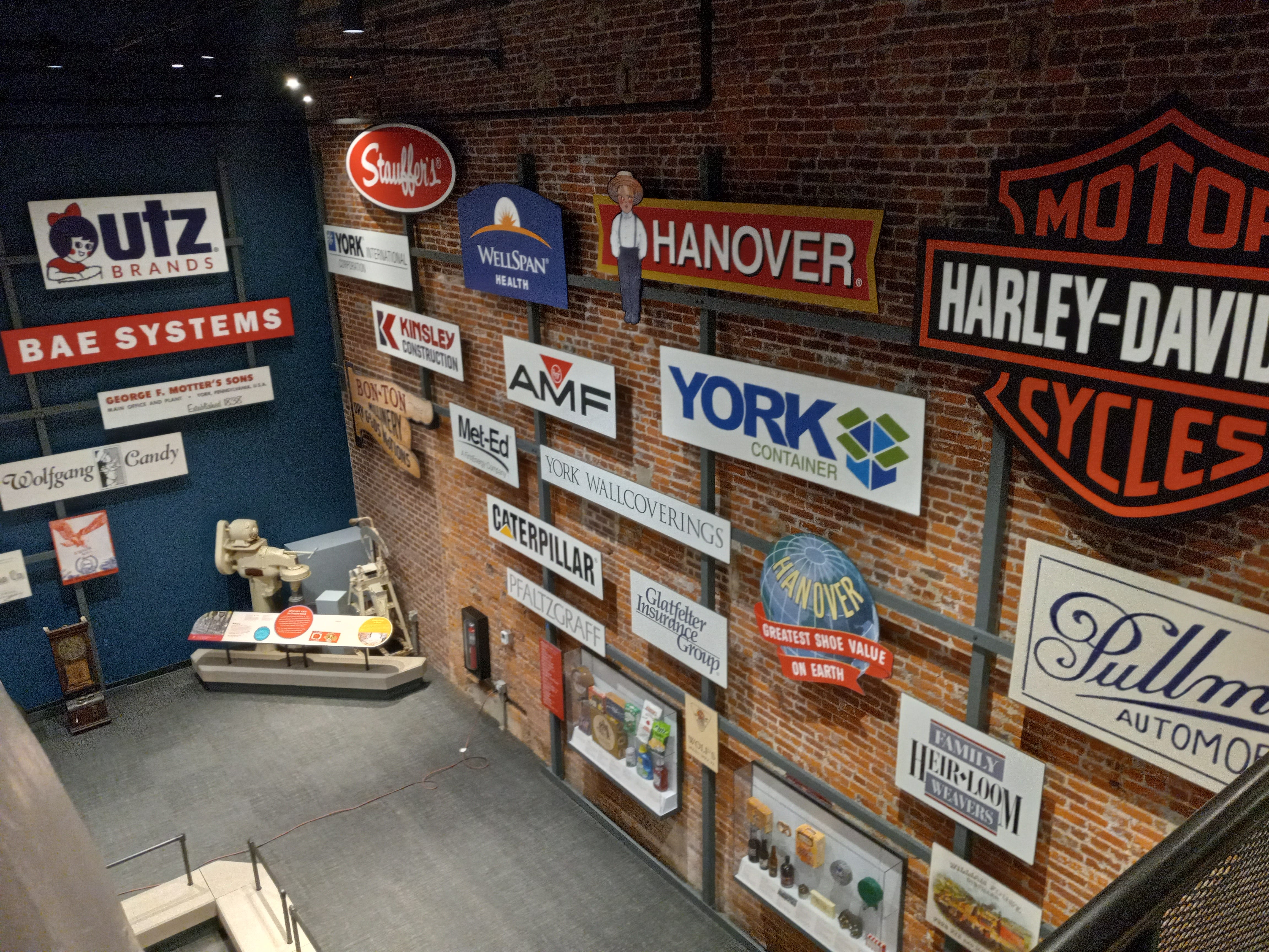 Signs representing some of York County's biggest businesses is part of the new York County History Center.