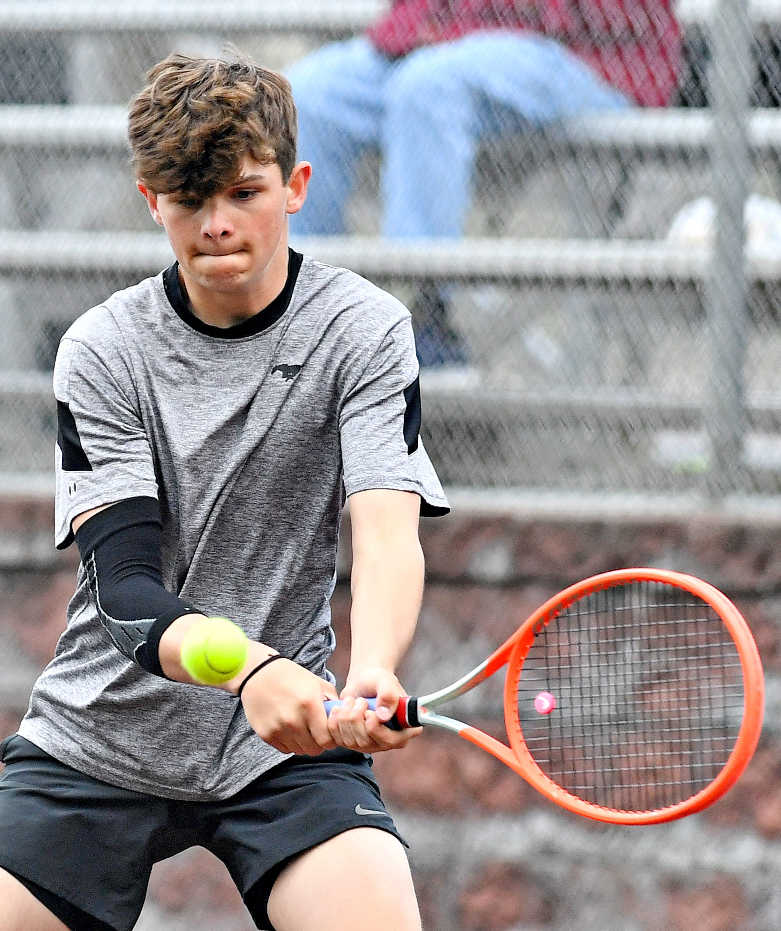 South Western’s Compton Speck during YAIAA boys’ 3A singles tennis tournament action at Red Lion Area Senior High School in Red Lion, Thursday, April 25, 2024. (Dawn J. Sagert/The York Dispatch)