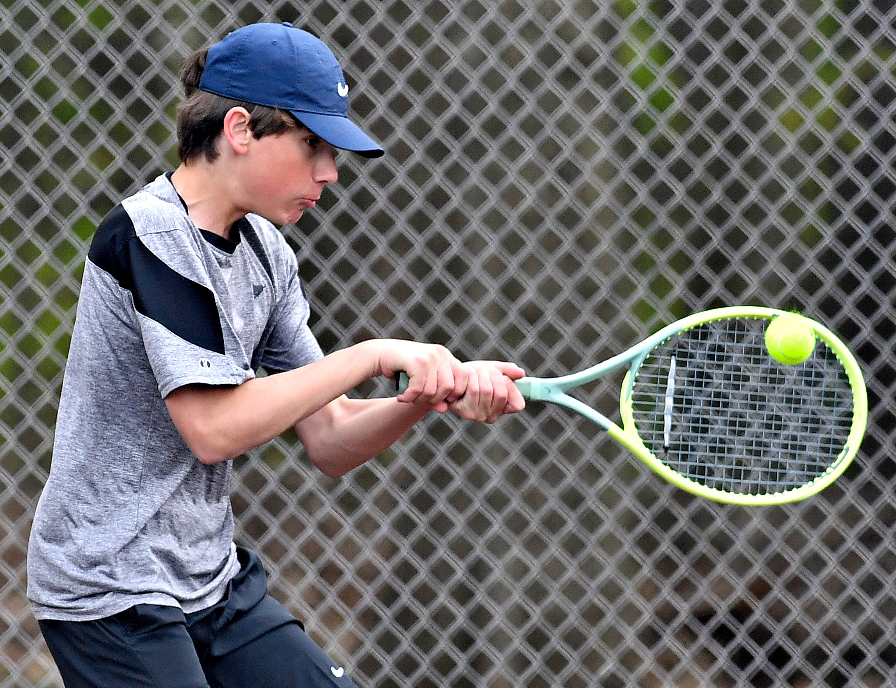 South Western’s Ben McCommon during YAIAA boys’ 3A singles tennis tournament action at Red Lion Area Senior High School in Red Lion, Thursday, April 25, 2024. (Dawn J. Sagert/The York Dispatch)