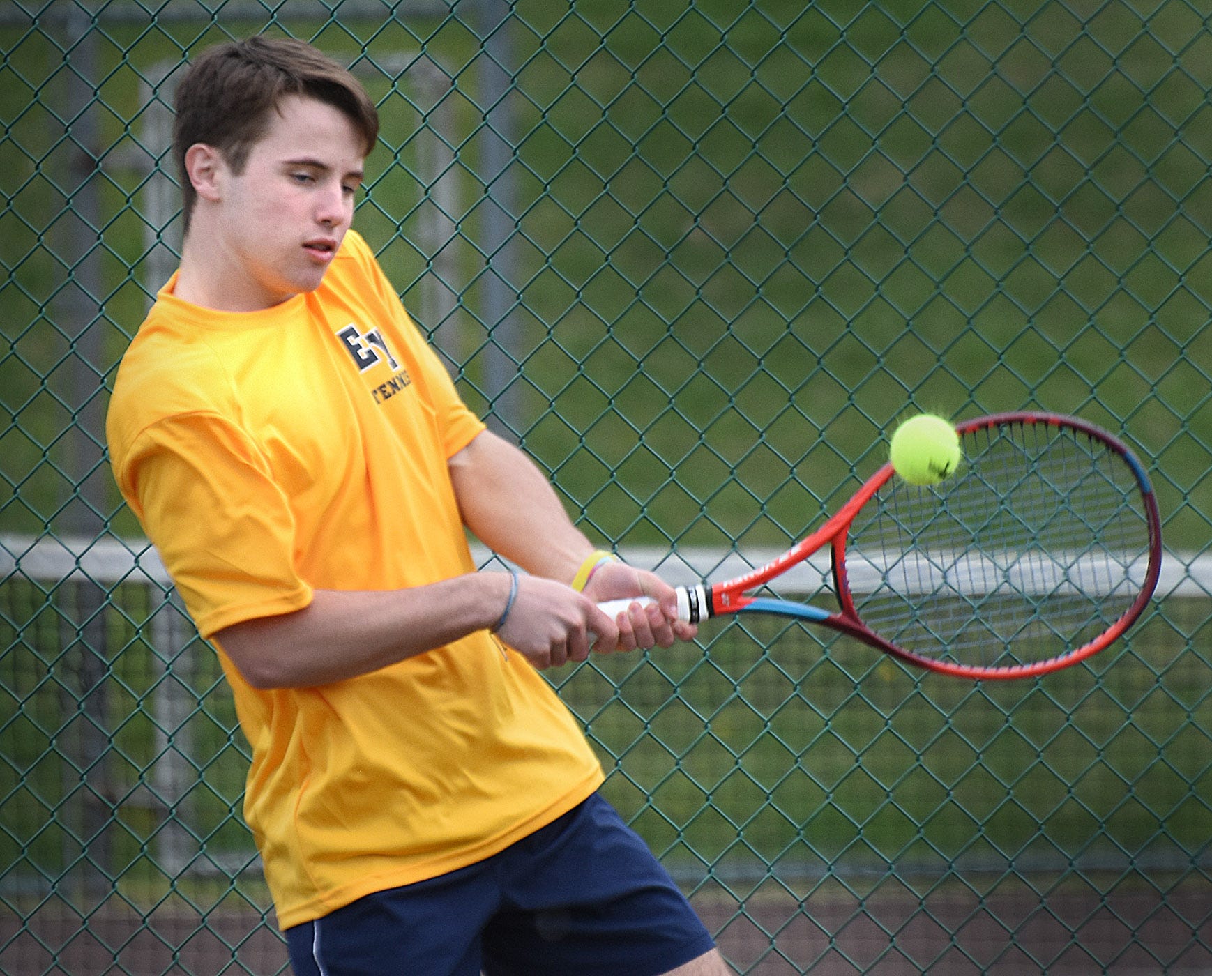 Eastern York's Wesley Crumling during Day 1 of the York-Adams League boys' tennis Class 2A singles tournament Thursday, April 25, 2024, at South Western High School in Hanover.