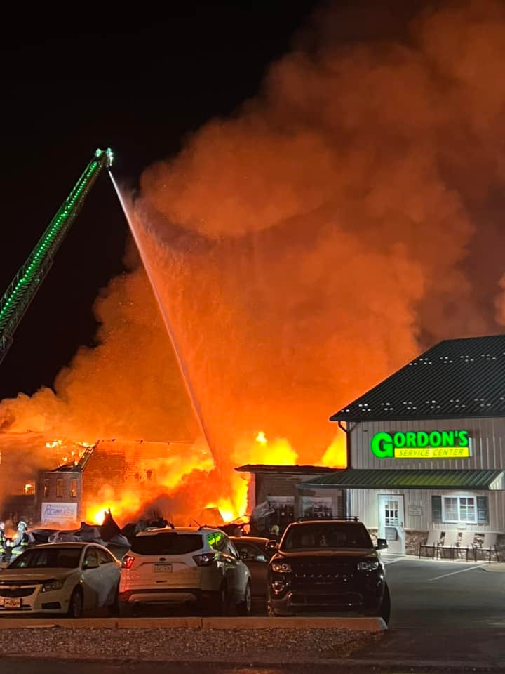 Todd Gibney, chief of Eureka Volunteer Fire Department, said in a Facebook post Saturday morning that Eureka and multiple other fire departments are fighting a six-alarm blaze at “the old Furniture Factory at 13 Mill Street.”