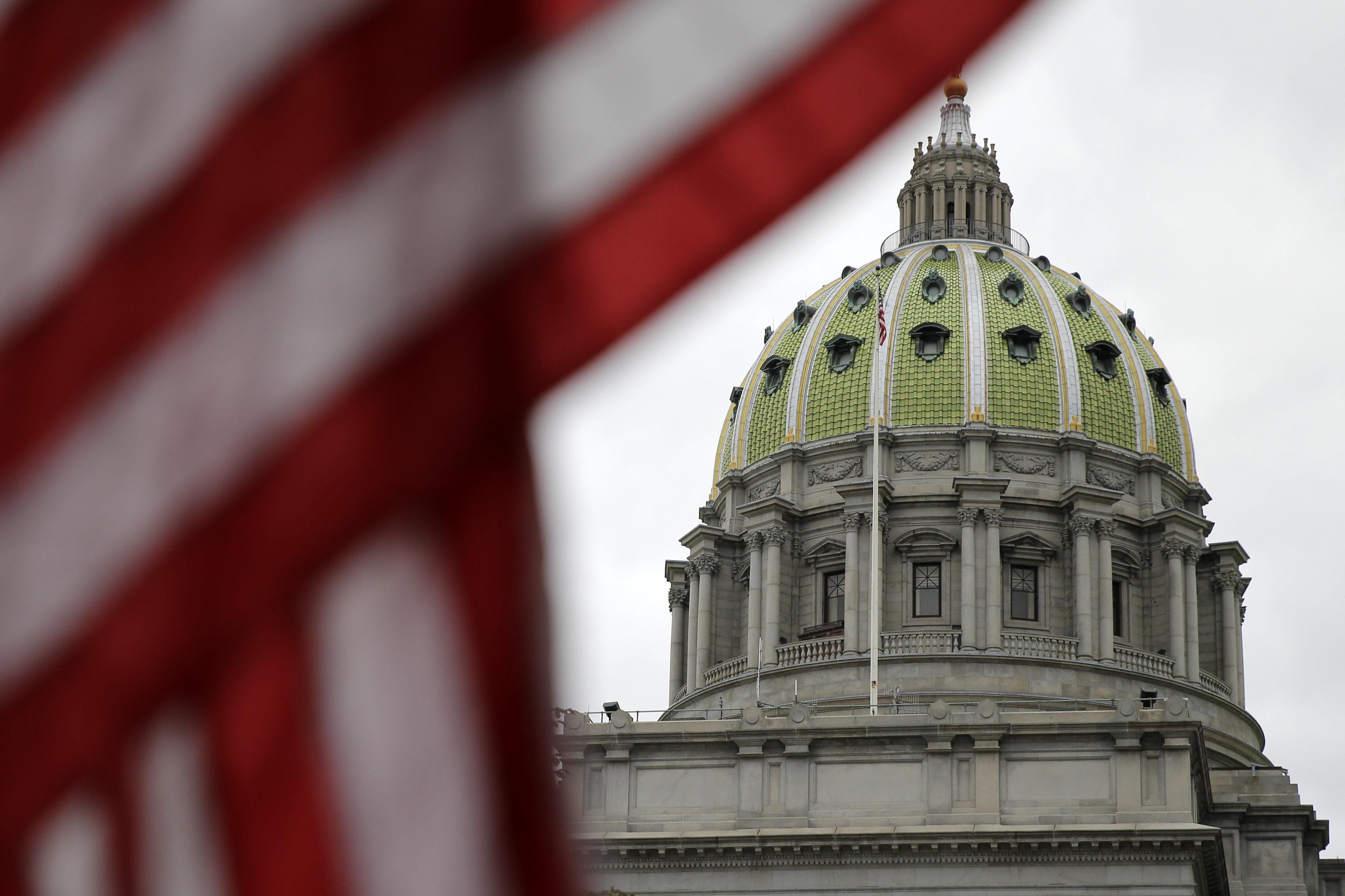 FILE - This Wednesday, Oct. 7, 2015, file photo shows the Pennsylvania Capitol building in Harrisburg. (AP Photo/Matt Rourke)