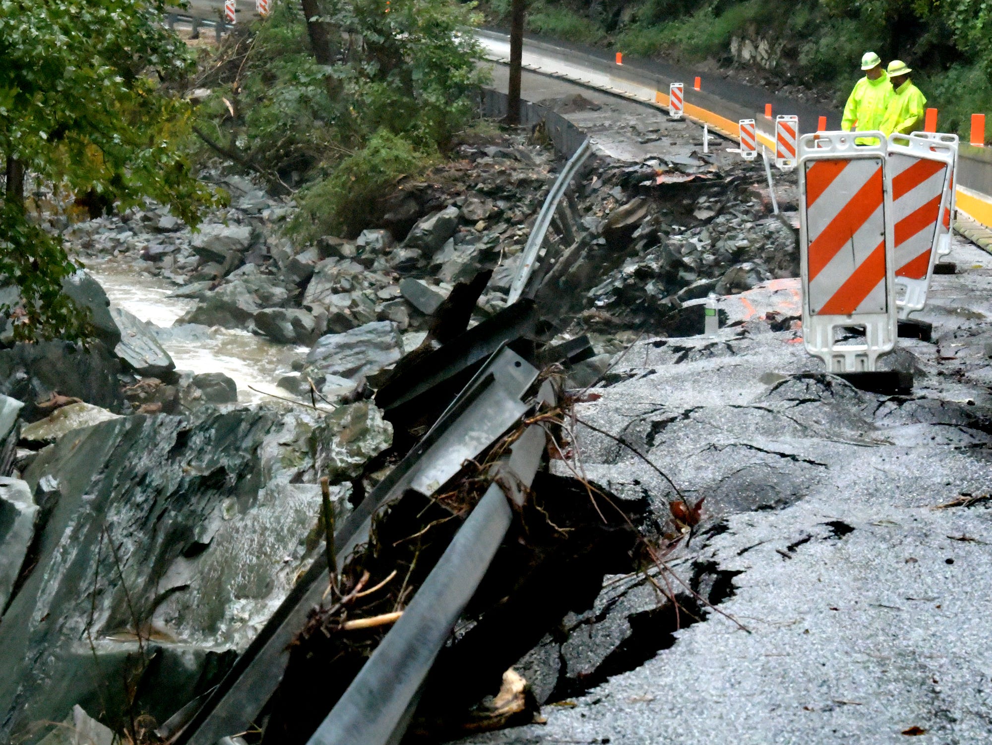 Accomac Road flood damage Monday, Sept. 10, 2018, closed it to one lane of local and emergency travel only. Bill Kalina photo