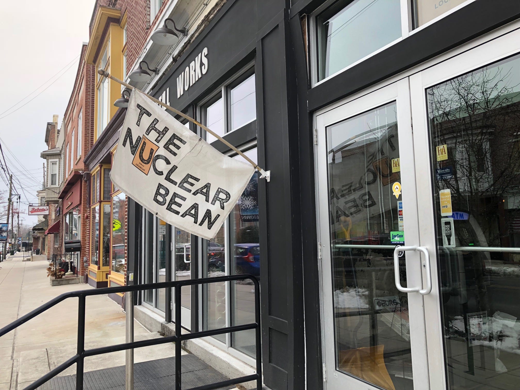 The Nuclear Bean, in Middletown, Dauphin County. The coffee shop based its name on its proximity to the Three Mile Island nuclear plant, about 3 miles away — Middletown, Friday, March 8, 2019. (Photo by: Lindsay C. VanAsdalan)