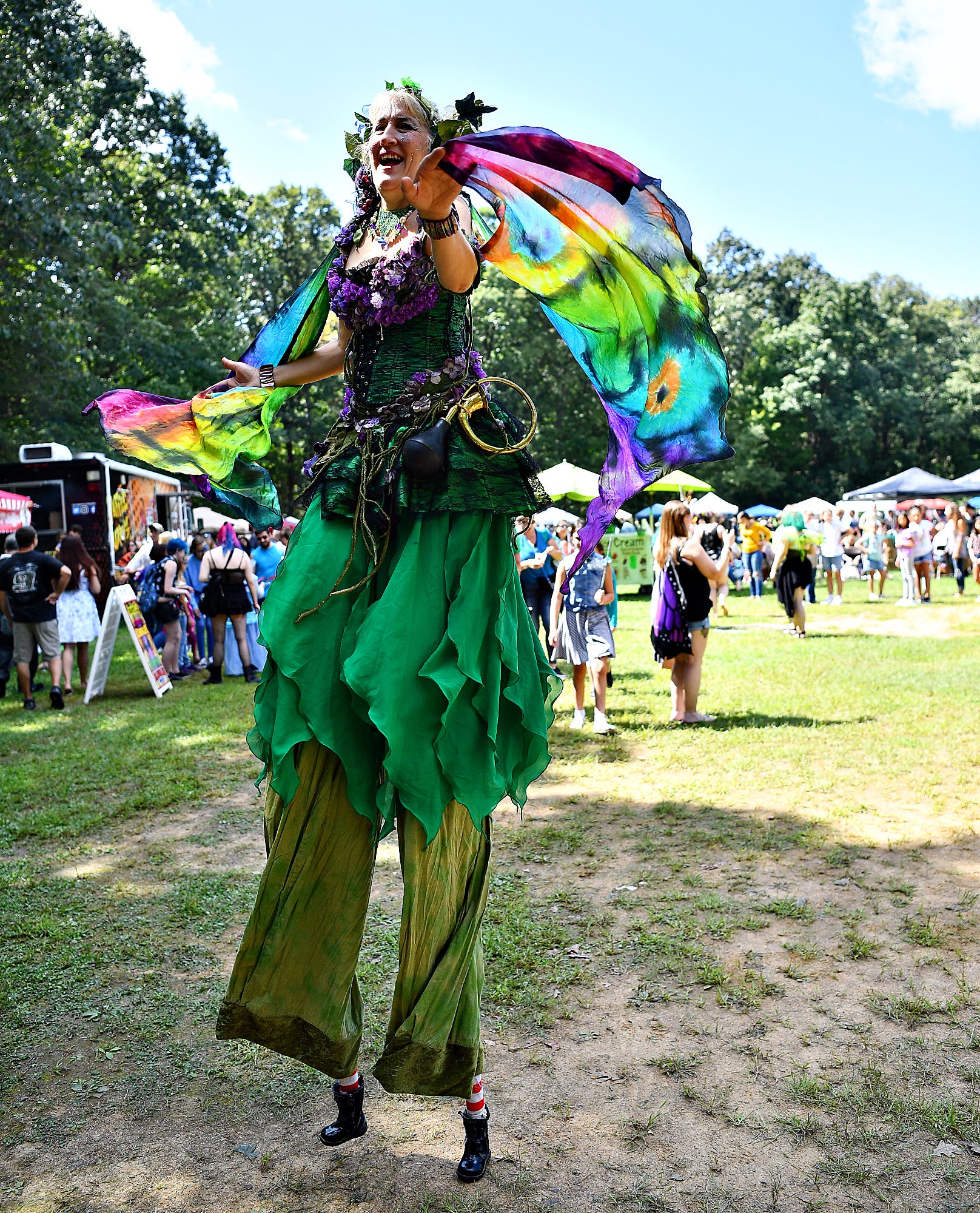 Nina Amaya, of Big Whimsy, performs during the first Enchanted Fairy Festival at Rocky Ridge County Park in Springettsbury Township, Saturday, Sept. 7, 2019. Dawn J. Sagert photo