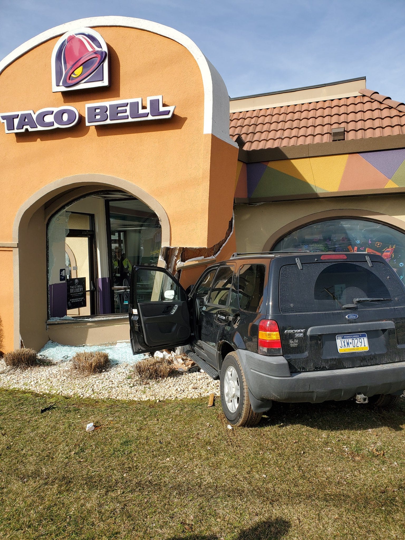 An SUV driven by Jessica Winand crashed into the Taco Bell in Manchester Township just after noon on Saturday, Feb. 15, 2020, according to Northern Regional Police, who allege Winand was huffing a canister of compressed air before crashing with her two 3-year-old sons in her SUV.