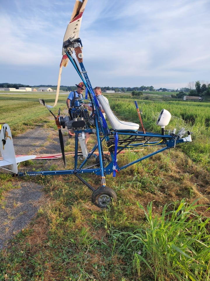 A man was taken to the hospital for non-life threatening injuries after a gyrocopter he was operating crashed on the runway at York Airport Thursday morning in Jackson Township, police said.