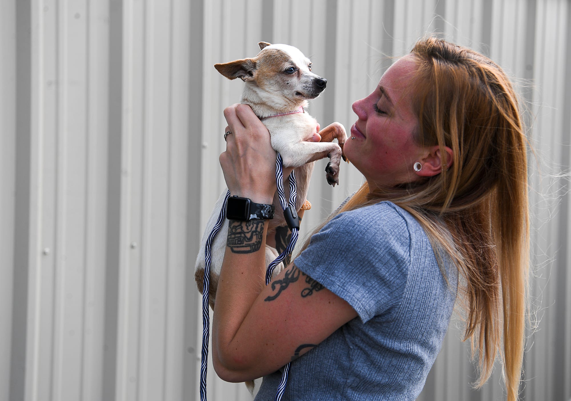 Alexis Regula is reunited with her dog Lucy who she lost nine years ago while living in Tennessee, Thursday, September 10, 2020.
John A. Pavoncello photo
