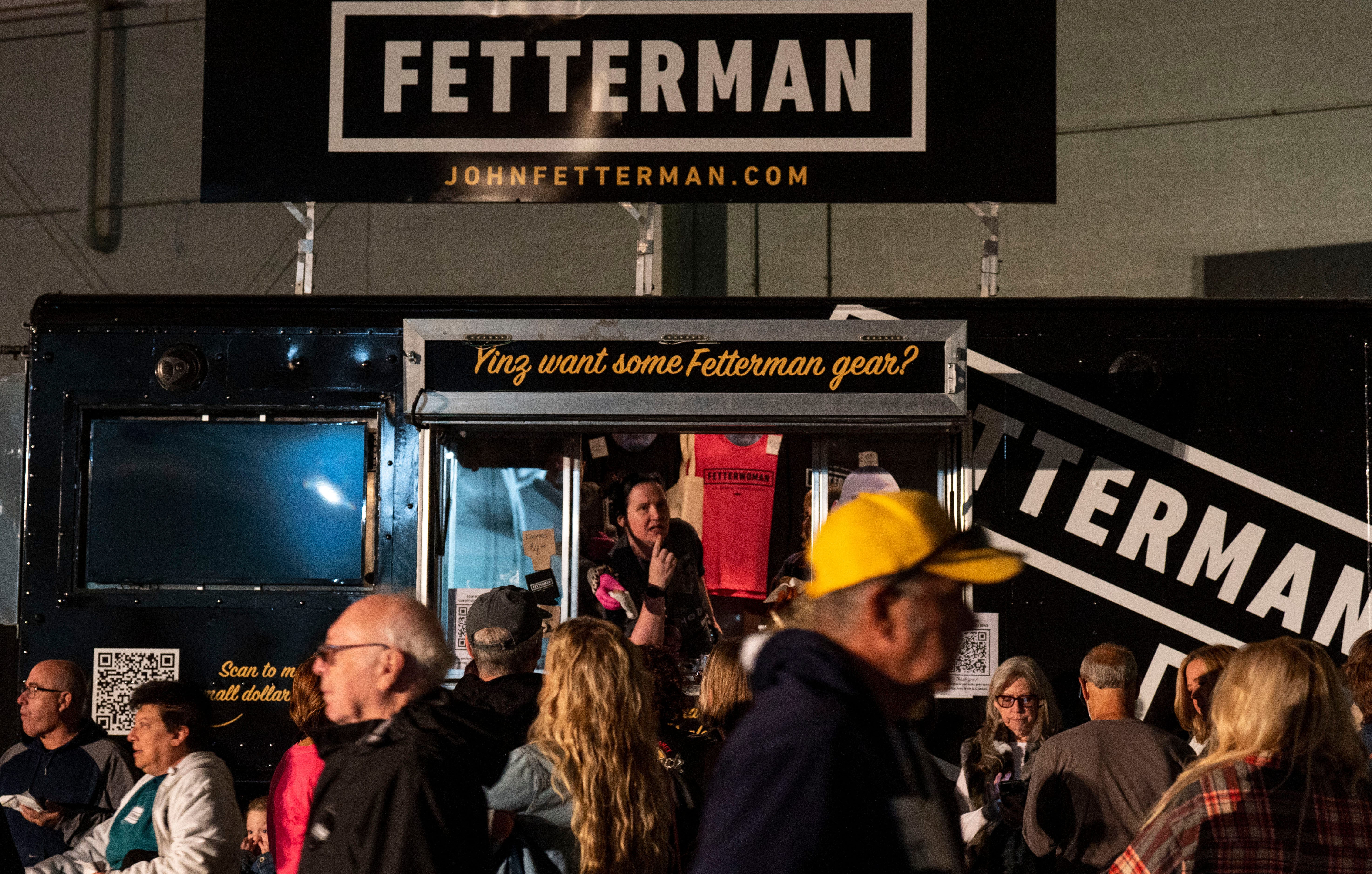 John Fetterman and guests rallying in York on Saturday, Oct. 8, 2022.